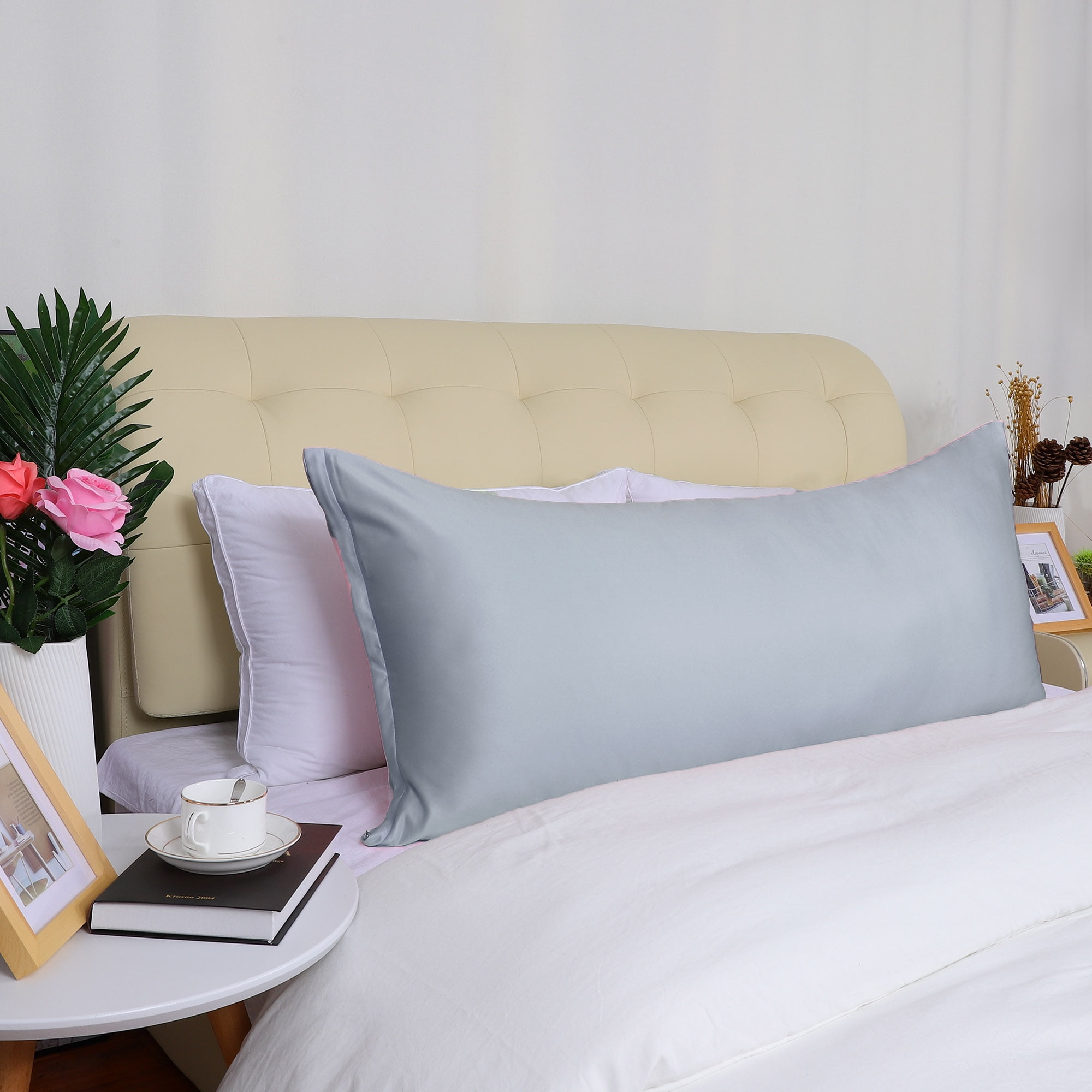 Unique Bargains SilkySoft Satin Long Pillowcases with Zipper 21x48