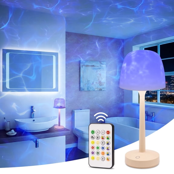 Sentryse Shower Lamp - Waterproof Bathroom Lamp with 16 Color Ocean Wave Projector, Rechargeable Shower Light with Touch & Remote Control, Cordless Light for Inside Shower/Bathtub