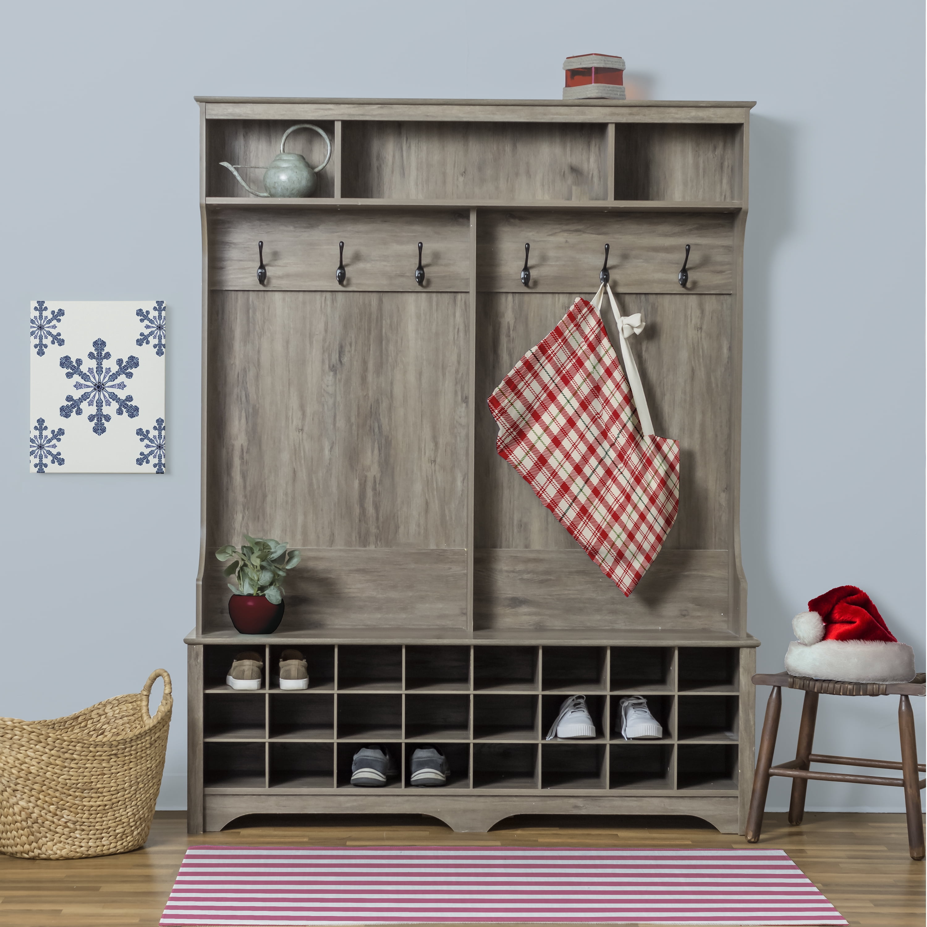 Simply Daisy Canvas Plaid 28 x 36 inch Red Laundry Bag