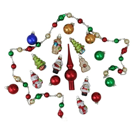 Northlight 18 Piece Beaded Garland and Mini Tree Topper with Christmas Ornament