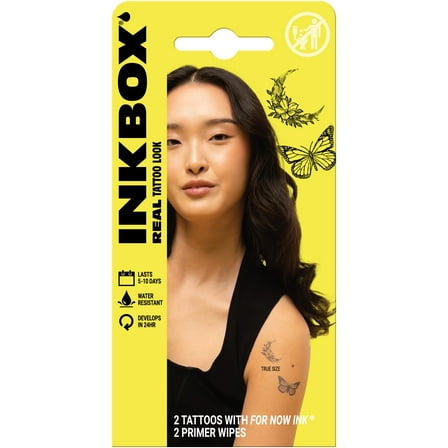 Inkbox Temporary Tattoos, Moonflower Butterfly, 2 Pack