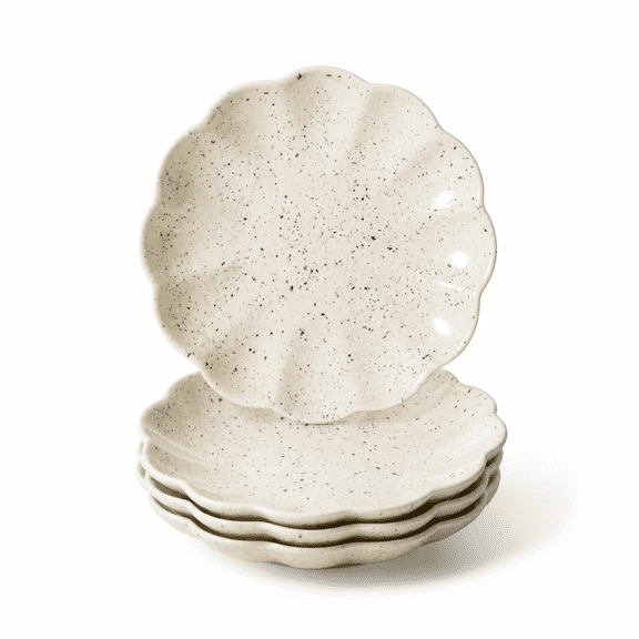 Beige 6 Inch Ceramic Pumpkin Dessert Plates Set of 4 for Appetizers and Fruits