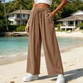 thumbnail image 2 of Npasoilc Wide Leg Pants for Women Flowy Palazzo Plus Size Sweatpants Drawstring Elastic Waist Trousers with Pockets,Khaki, 2 of 6