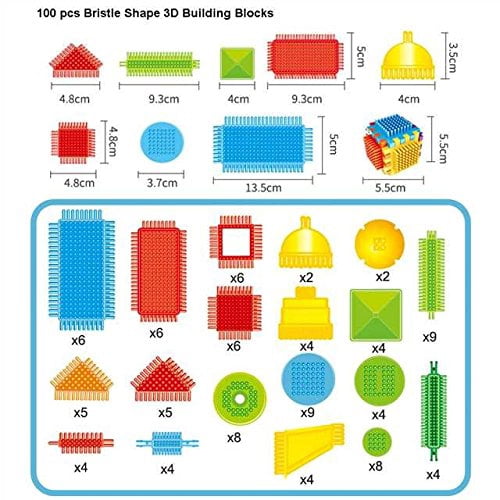 100 Pcs Bristle Shape Building Blocks Toy Set for toddlers Kids