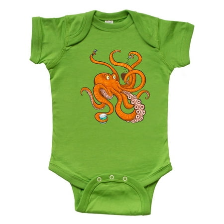 

Inktastic Giant Orange Octopus Eating Ice Cream Gift Baby Boy or Baby Girl Bodysuit