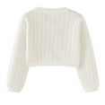 thumbnail image 2 of WIBACKER 4-12 Years Girl Long Sleeve Bow Bolero Cardigan Kids Front Open Knit Shrug Cropped Sweaters Tops, 2 of 6