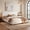 Cream, variant on King Size Bed Frame, Elegant Striped Fabric Upholstered Bed Frame, Minimalist Bed Frame with Padded Headboard, 800 lbs Support, Modern King Bedroom Furniture,Beige