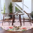thumbnail image 3 of Round Rugs 6 Ft, Easter Bunny Non Slip Area Rugs for Kitchen Bedroom Entryway, Spring Tulips Floral Pink Farmhouse Plaid Washable Carpet Runner Rug Floor Mats for Bedroom Home Decor, 3 of 8
