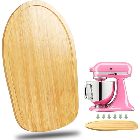 Bamboo Mixer Slider Compatible with KitchenAid 4.5-5 Qt Tilt-Head Stand Mixer, Appliance Sliding Mat Accessories for Kitchen Aid, Countertop Moving Tray Attachments Fits for KitchenAid Artisan