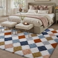 thumbnail image 5 of BERTHMEER 6'x9' Checkered Shag Area Rug for Living Room, Modern Rainbow Non-Slip Ultra-Soft Indoor Fluffy Rugs for Bedroom Carpet Home Dorm Aesthetic Decor, Colorful, 5 of 5