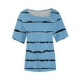 thumbnail image 4 of Womens Plus Size Summer Tops, Short Sleeve Shirts for Women Fashion Loose Fit Striped Printed V Neck T-Shirts with Buttons, 4 of 4