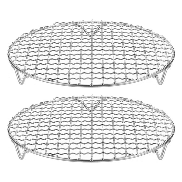 Uxcell 2-Pack Cooling Rack, 8.3" Round Stainless Steel Baking Rack with 20mm Legs for BBQ/Cooking/Roasting/Grilling/Steaming/Drying, Wire Cooling Rack for Baking [Silver]