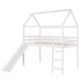 thumbnail image 5 of Twin Loft Bed with Slide Ladder, House Shape Bed Frame Solid Wood Loft Bed with Guardrail, 5 of 8
