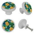 thumbnail image 4 of PhooArto Palm Leaves Pineapples Pattern 4 PCS Crystal Glass Cabinet Knobs, Drawer Kitchen Cabinets Dresser Cupboard Wardrobe Pulls Handle - Glowing in the Dark, 4 of 7