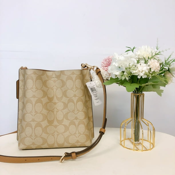 COACH ゴールド (2点) Coach CA582 Mollie Bucket Bag 22 In Signature Canvas IN Lt Khaki