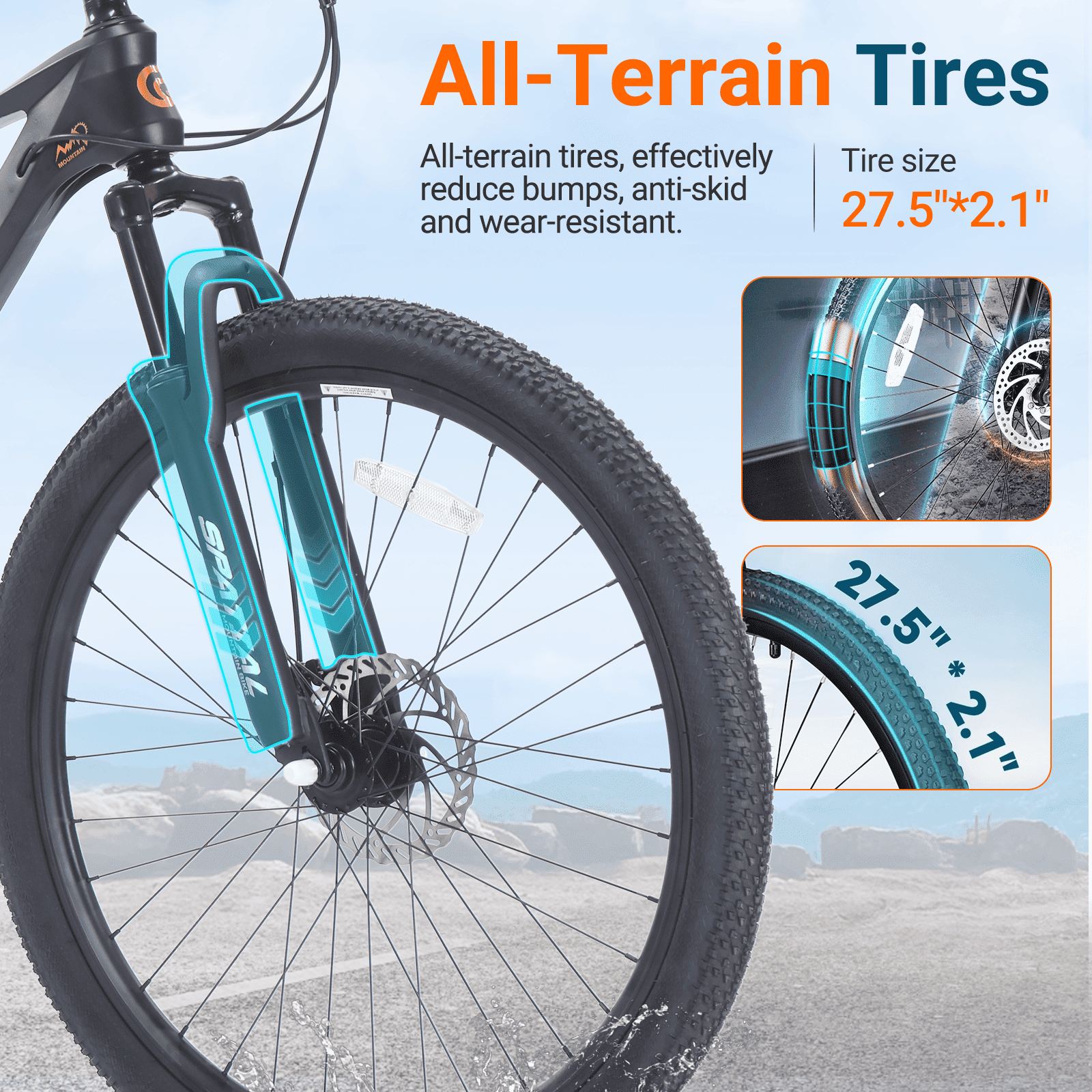 SPATIAL Adult Mountain Bike, 27.5" Wheel Bike for Man Women, 8 Speeds Gear,Magensium Frame Mountain Bicycle