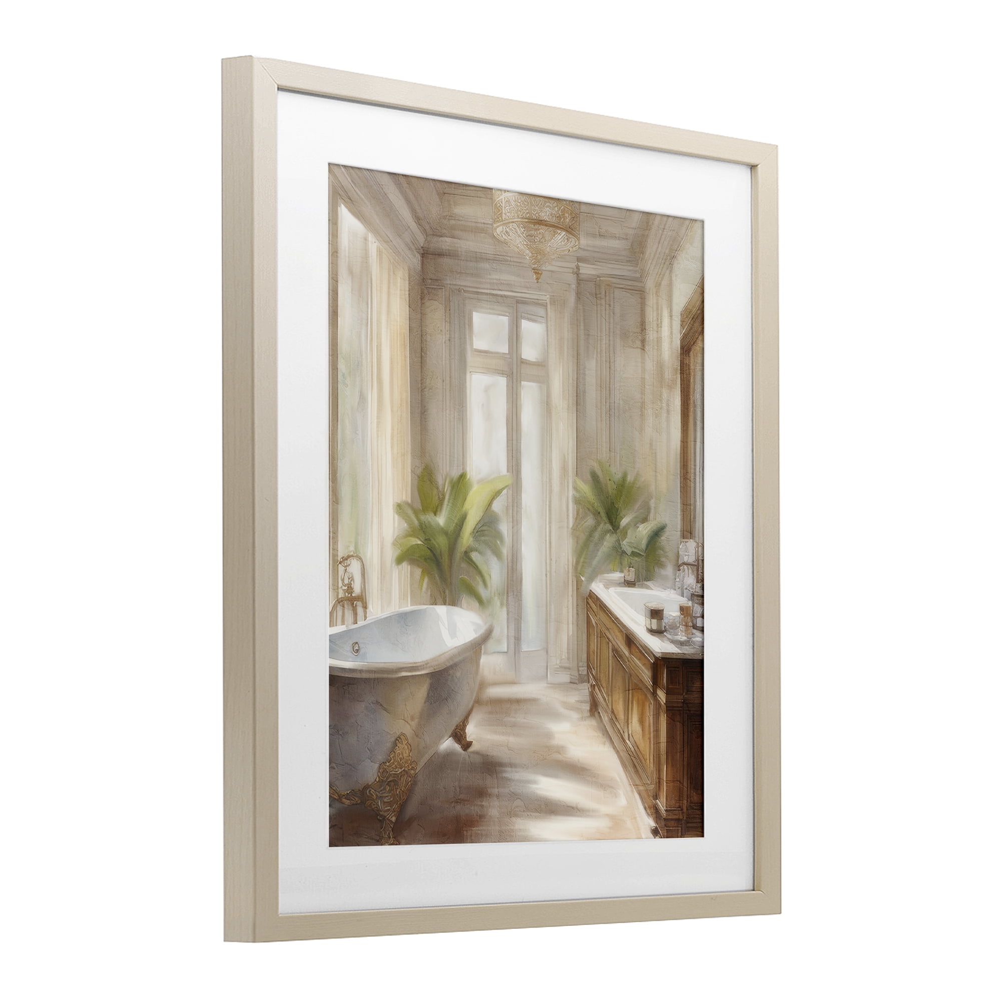 Stupell Industries Serenity Bath Bathroom Painting Birch Framed Print Under Glass design by Kim Allen, 21 x 17