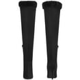 thumbnail image 2 of BLISSFUL STEP Women's Boots Thigh High Faux Suede Faux Fur Stiletto Heels Boots Black 9, 2 of 7
