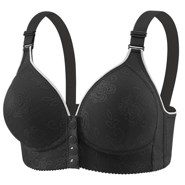 Women's Solid Color Lace Pattern Front Buckle Non Underwire Tank Top Bra