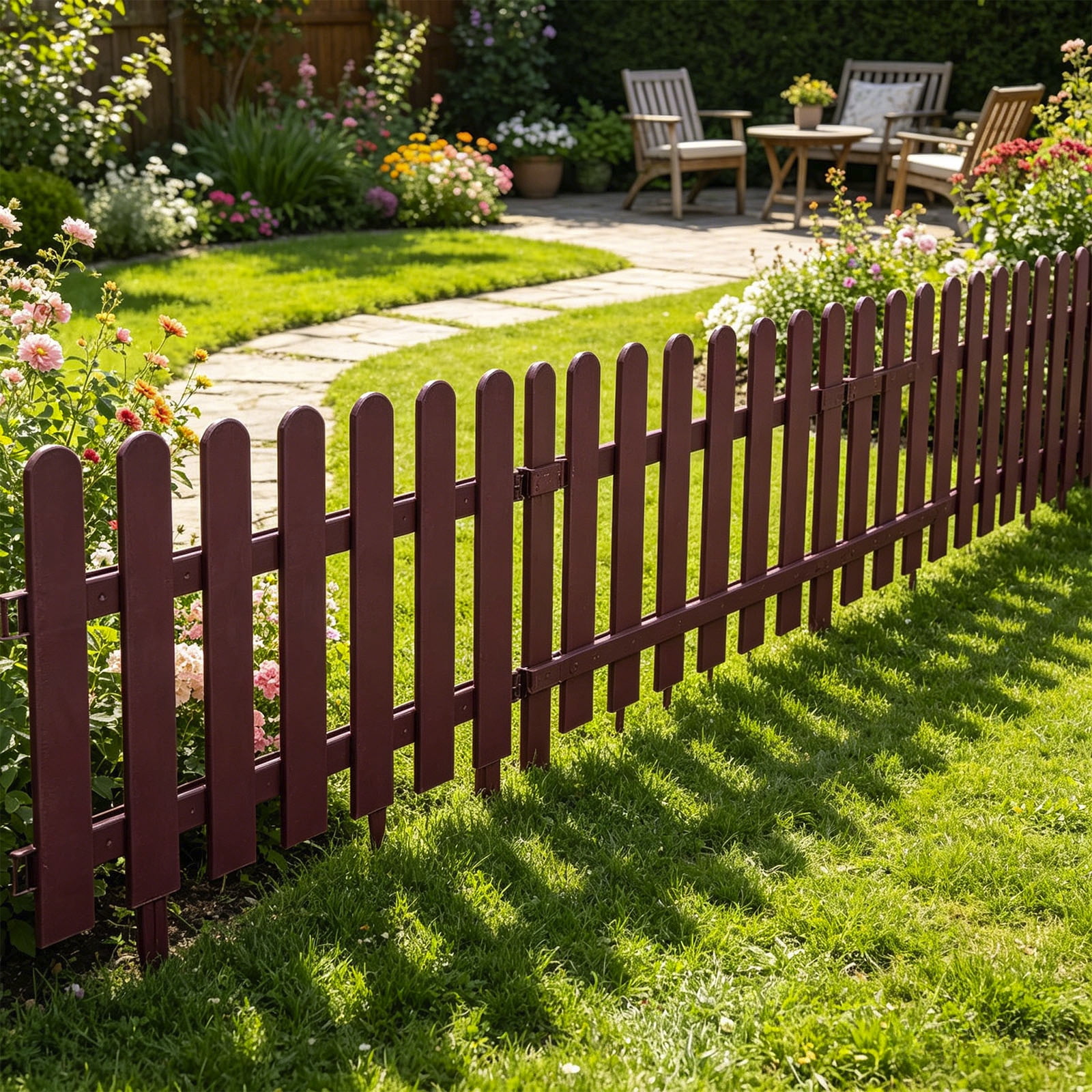 Kadlawus Versatile Garden Fence for Yard, Plastic Mini Border Fence, Decorative Landscape Edging Strips, Small Fence for Flower Bed, Lawn, Patio and Residential Area
