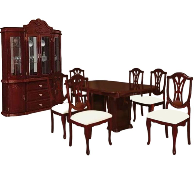 Comedor Kessa Muebles Grecia 6 Sillas/Buffet y Vitrina Café