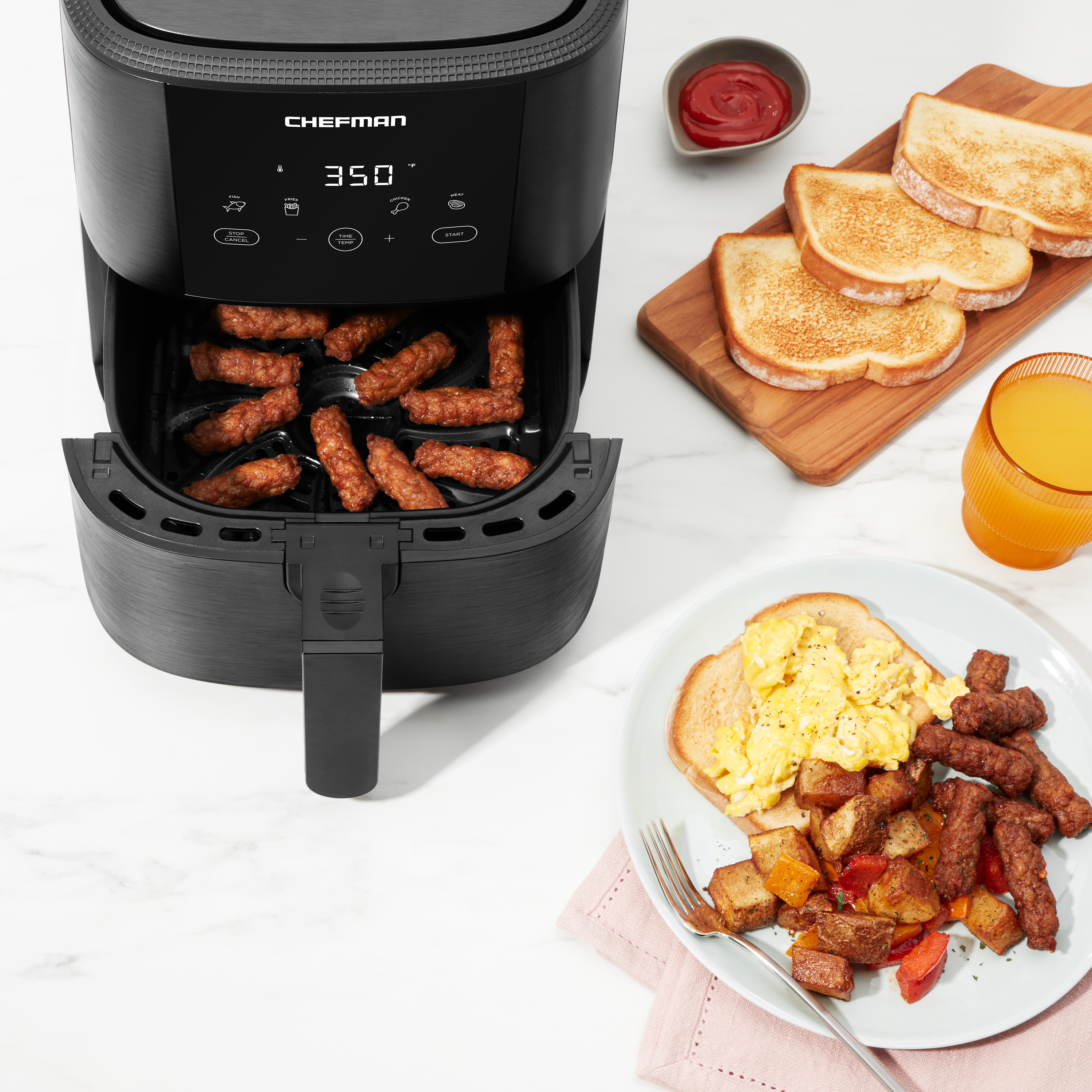 Chefman TurboFry Touch Air Fryer, One-Touch Digital Control, 5 Quart - Black, New