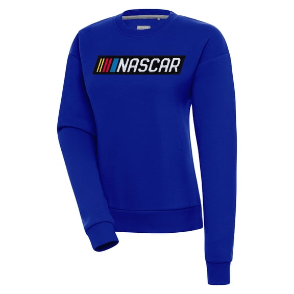 Women's Antigua  Royal NASCAR Victory Chenille Pullover Sweatshirt
