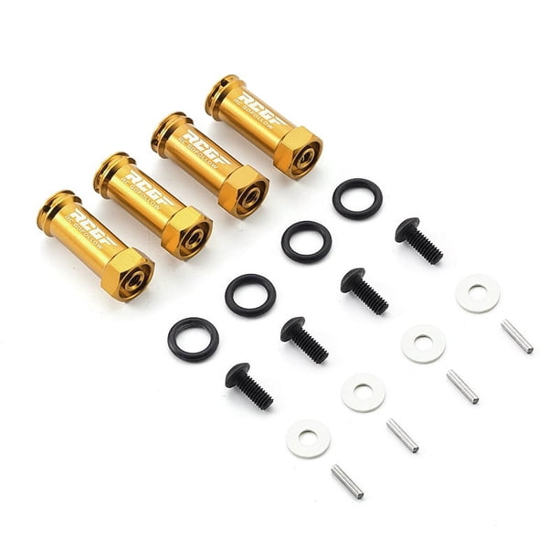 Bewildely RCGOFOLLOW 1/10 aleación de aluminio rueda fuerte montaje hexagonal RC pieza de actualización adaptador para SLASH 4x4 RC pieza de Kits de construcción modelo Dorado