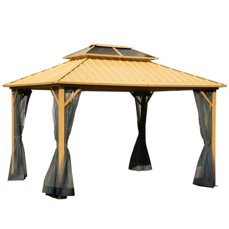 Outsunny 10'L x 12'W 2 Tier Roof Steel Enclosed canopy walmart