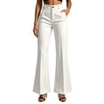 thumbnail image 3 of Resicozy High Waisted Straight Leg Suit Pants for Women Business Casual Office Dress Flare Trousers with Pockets White M, 3 of 8