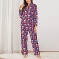 thumbnail image 2 of Daiia Skull rose blue flower for Women's Long-Sleeved Pajama Set – Soft & Comfortable Sleepwear Button-Up Pajamas Cozy Lounge Wear-Small, 2 of 7