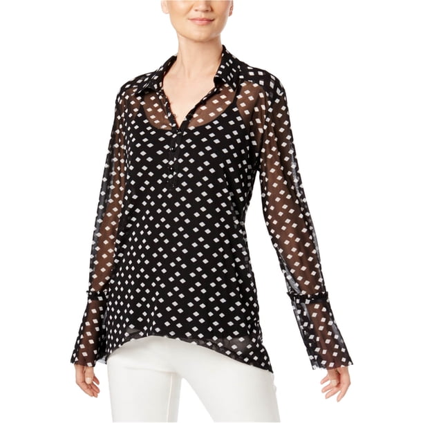 INC - Camisa con botones para mujer, color negro, XX-Large