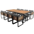 thumbnail image 6 of Euroco 18-Pieces Acacia Wood Patio Dining Set, Space Saving Outdoor Patio Set, 8 Cushioned Chairs & 8 Ottomans & 2 Square Table, for Backyard, Garden, Deck and Poolside,Gray, 6 of 9