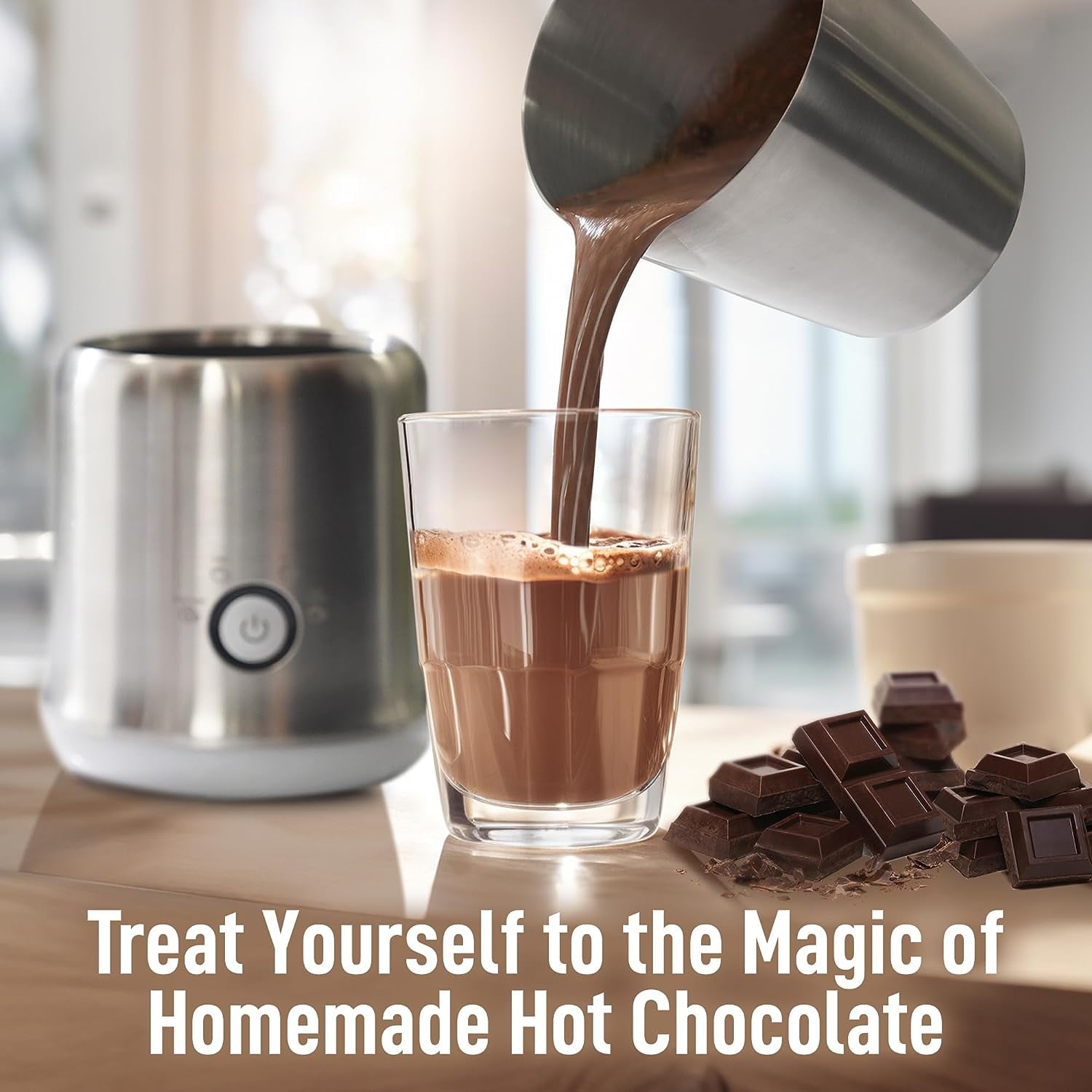 Zulay Electric Hot Chocolate Maker Machine - Powerful, Stainless Steel Hot  Chocolate Machine & Hot Cocoa Maker - 4-in-1 Detachable Milk Frother Heater