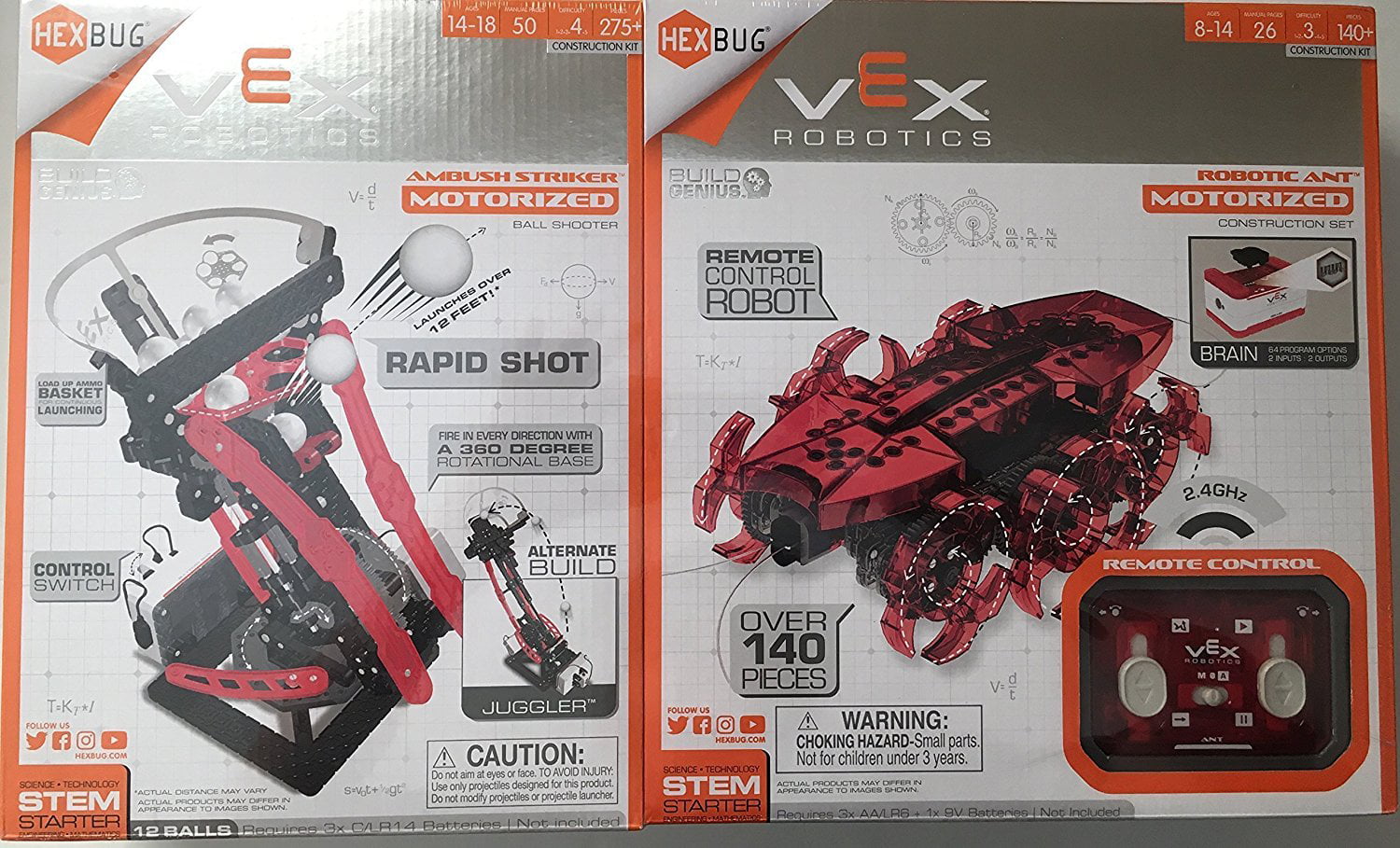 HEXBUG Vex Robotics 2 Pack-ambush Striker Motorized Ball Shooter Robotic ANT for sale online 
