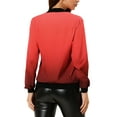 thumbnail image 4 of Allegra K Women Standing Collar Long Sleeve Full Zip up Short Bomber Jacket Red XL, 4 of 6