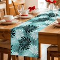 thumbnail image 5 of Teal Black Flowers Table Runner 72 Inches, Modern Abstract Blooms Floral Bed Runner Dresser Scarves Tabletop for Indoor Outdoor Parties/Ceremony/Banquet, 16" x 72", 5 of 9