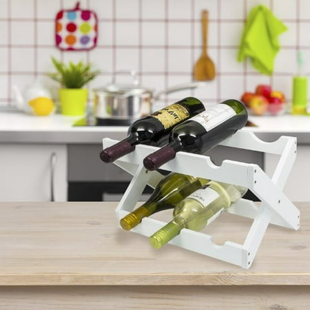 Countertop Collapsible Bamboo Wood Wine Rack, Holds 6