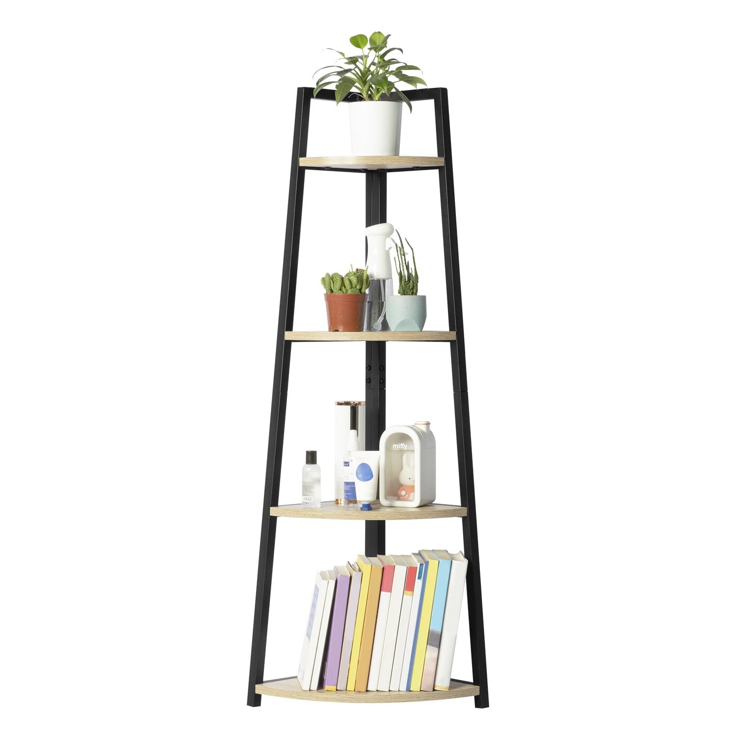 Kadyn 4-Tier Corner Shelf, Kitchen Triangular Rack for Pantry Plant Floor Shelving, Triangular Shelf for Bedroom,Black Kadyn 4-Tier Corner Shelf, Kitchen Triangular Rack for Pantry Plant Floor Shelving, Triangular Shelf for Bedroom,Black