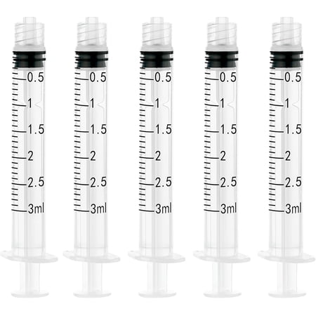 3 needleless syringes - 3 plastic syringes for liquids, with cap, individually packaged, 10 pieces