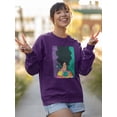 thumbnail image 2 of Pastell Woman With A Butterfly Sweatshirt Women's -Hulya Ozdemir Designs, Female x-Large, 2 of 4