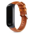 thumbnail image 2 of EeaseMX Correa de cuero para reloj, deportiva, minimalista, compatible con Miband 4 (marco negro, cuero marrón)., 2 of 7