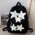 thumbnail image 3 of Linda mochila escolar para mujer con apliques de estrellas, bolsa de viaje al aire libre, color negro, 3 of 9