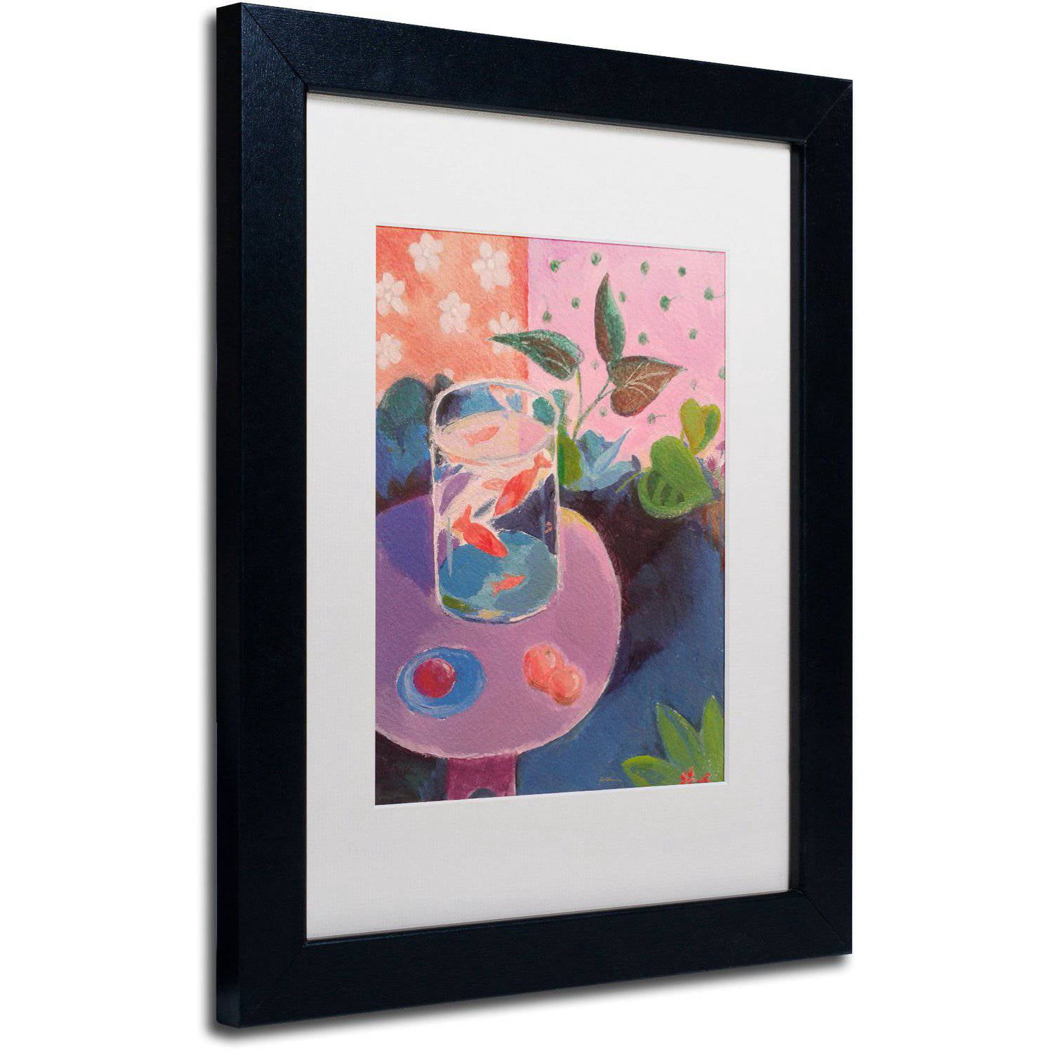 Trademark Fine Art "Goldfish" Canvas Art by Sheila Golden White Matte, Black Frame
