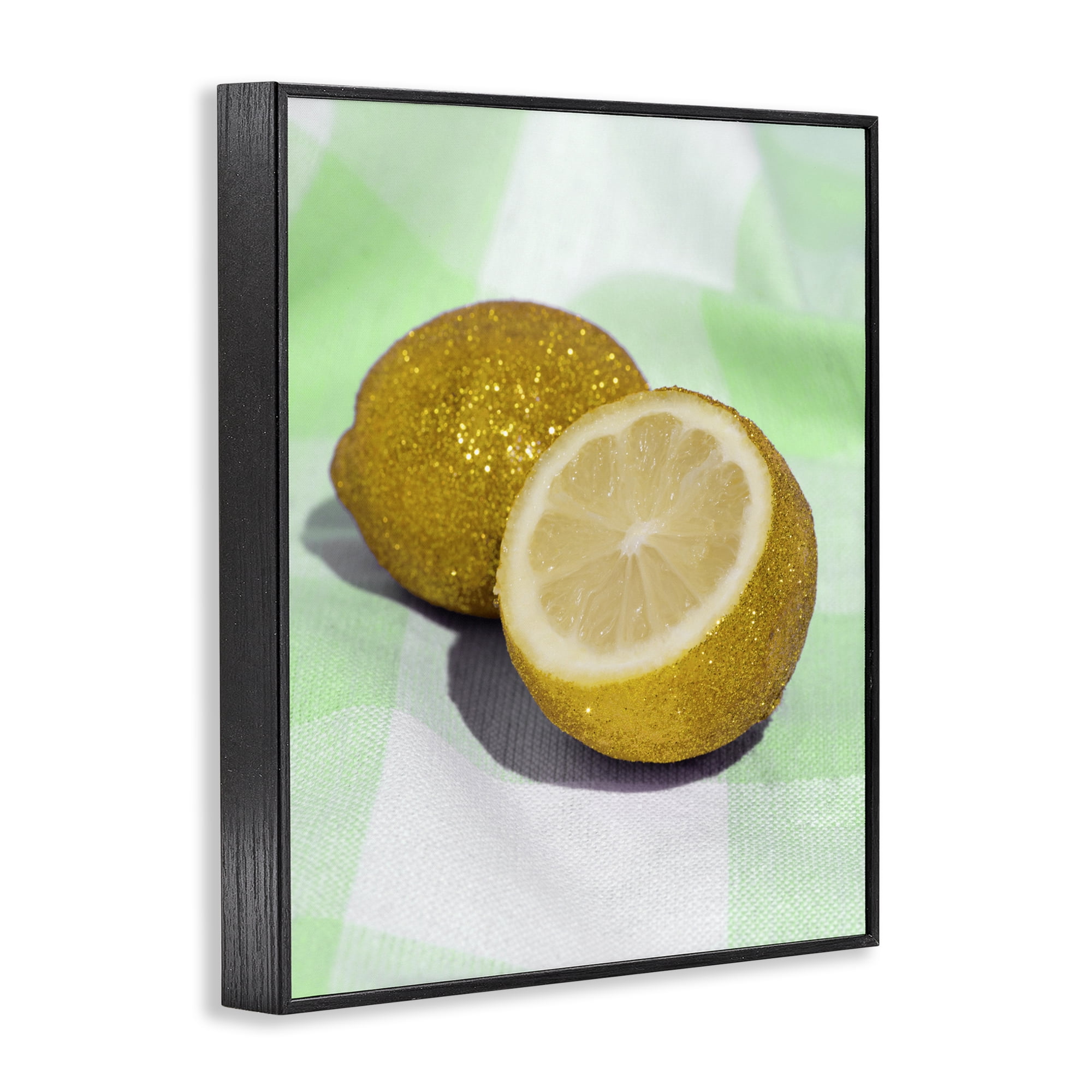 Stupell Industries Glimmer Lemon on Green Black Framed Giclee Art, design by LISH Creative