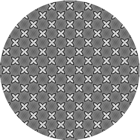 Ahgly Company Indoor Round Patterned Dark Gray Area Rugs, 7' Round