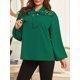thumbnail image 4 of Blusa de talla grande para mujer, corbata de cuello, manga larga, encaje, camisas casuales CACAGOO Cárdigan de mujer, 4 of 7