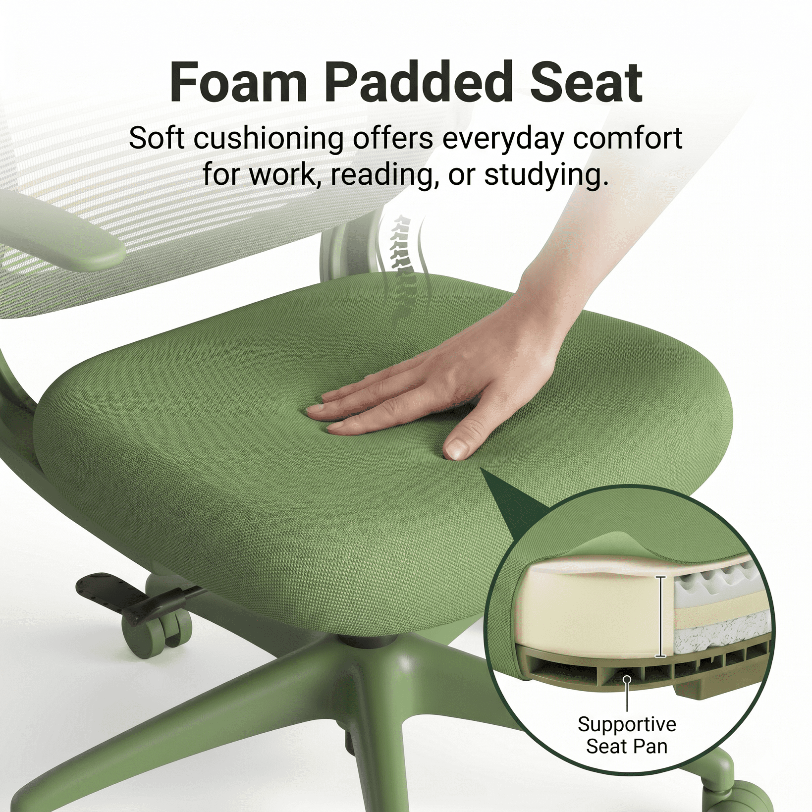 Homy Casa Green Mesh Office Chair with Flip-Up Arms, Ergonomic Swivel Desk Chair for Home Office