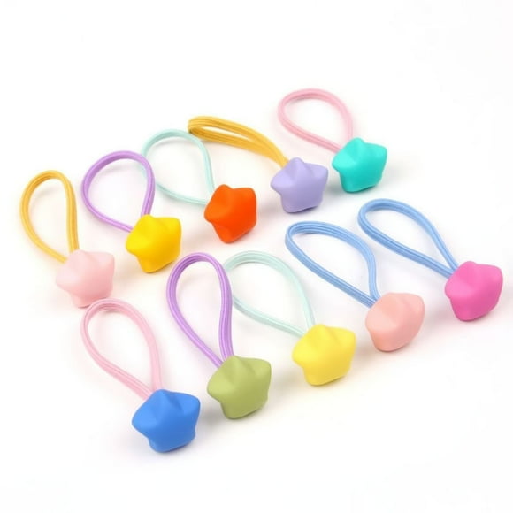 20pcs (10 pairs) Mix Colors Girl's Elastic Hair Ties Soft Rubber Bands Hair Bands Holders Pigtails Hair Accessories for Girls Infants Toddlers Kids Teens and Children(star)
