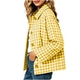 thumbnail image 5 of BXJX Womens Plaid Shackets, Lapel Collar Lightweight Button Down Long Sleeve Shacket Jackets with Pockets Yellow Size L, 5 of 7